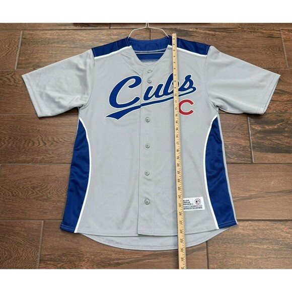 Chicago Cubs Mens Baseball Jersey MLB Gray Blue Sewn Logo Front Button Up Sz M - Picture 3 of 7